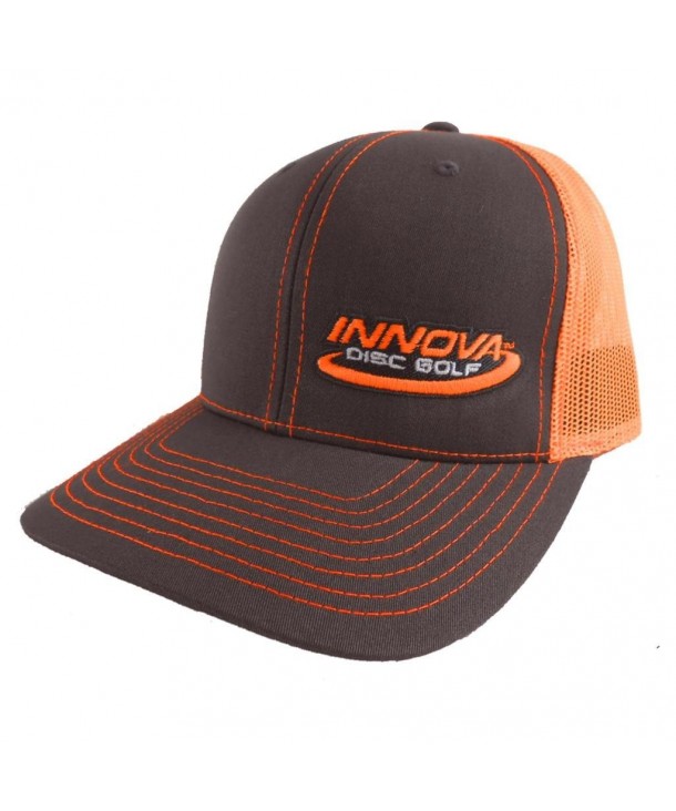 Innova Logo Adjustable Mesh Disc Golf Hat - Charcoal/Blaze Orange - CQ11MOKS0JT