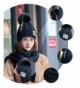 Women Winter Warm Scarf and Hat Lady Knitted Thick Scarves - Black - CV187NSCTWL