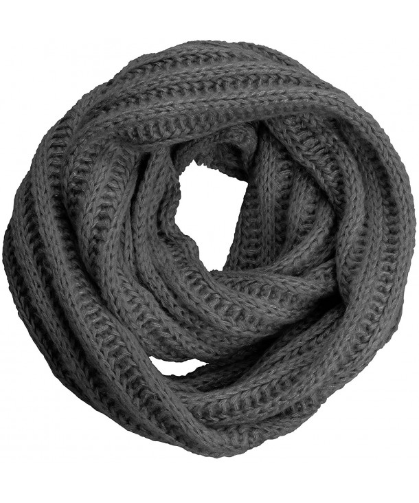 NEOSAN Women's Men Thick Winter Knitted Infinity Circle Loop Scarf - Straight Charcoal - CY184SAZW8I