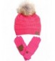ScarvesMe C.C Trendy Warm Soft Stretch Cable Knit Pom Pom Beanie and Gloves SET - New Candy Pink - CL12NYKI6BO