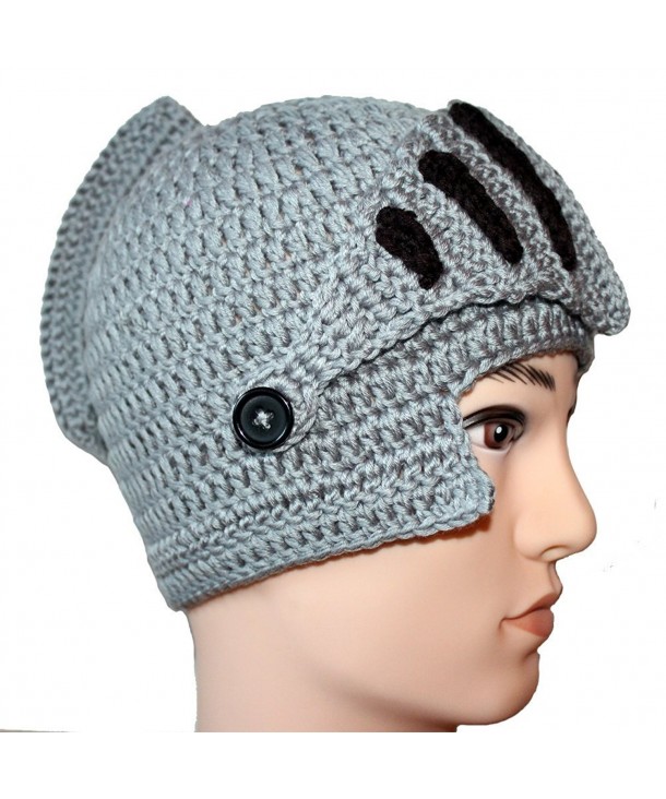 Amigo - Unisex Roman Knight Helmet Hat Knit Beanie Hat Cap Wind Mask- Gray - C4120MIDZPN