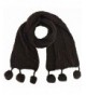 Long Knit Winter Scarf With Pom-Poms - Brown - C8119PHXUF3