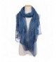 Womens Chiffon Embroidery Bandanna Long Scarf Lightweight Wrap Shawl Beach Cover Solid Color Scarves - Navy Blue - CJ184A8LQNI