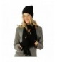 Ladies 3pc Winter Soft Knit Beanie Hat Long Scarf Flip Cover Gloves Set S/M - Black - CP11PK7T9NJ