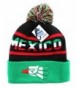 Artisan Owl Mexico Winter Knit Pom Pom Beanie Hat with Cuff - Green - CK12NFFA808