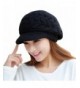 Womens Winter Warm Knitted Hats Slouchy Wool Beanie Hat Cold Weather Cap With Visor - Black - C3188N6859M
