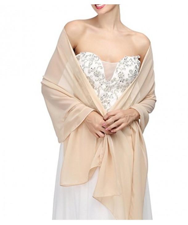 macria Chiffon Bridal Wedding Shawl Wrap Women's Evening Dress Stole Scarves - Champagne - CV187DOIZD5