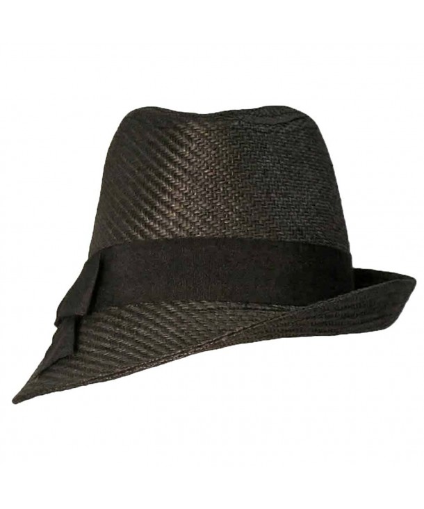 Black Fedora Hat With Slanted Brim - CW118CIK49B