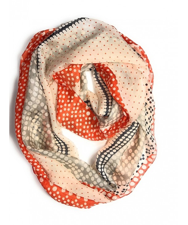 Z&HTrends Womens Genuine Silk Pattern Scarf Infinity - Dot Dot Orange Navy Grey - C1187W6QDOU