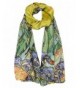 Elegna 100% Luxurious Silk Scarf Van Gogh Famous Painted Scarves - Irises - CN17XXIXQ2M