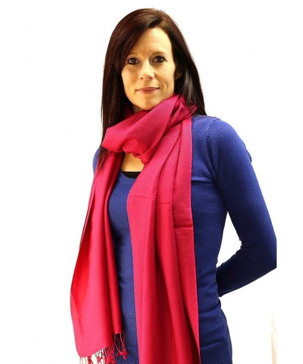 Authentic Exclusively Handmade Cashmere Scarves in Assorted Colors - Hot Pink - CH12BJT498B