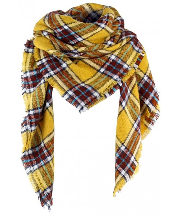 Classic Plaid Print Square Scarf Wrap - Brown - CG12O8801NK