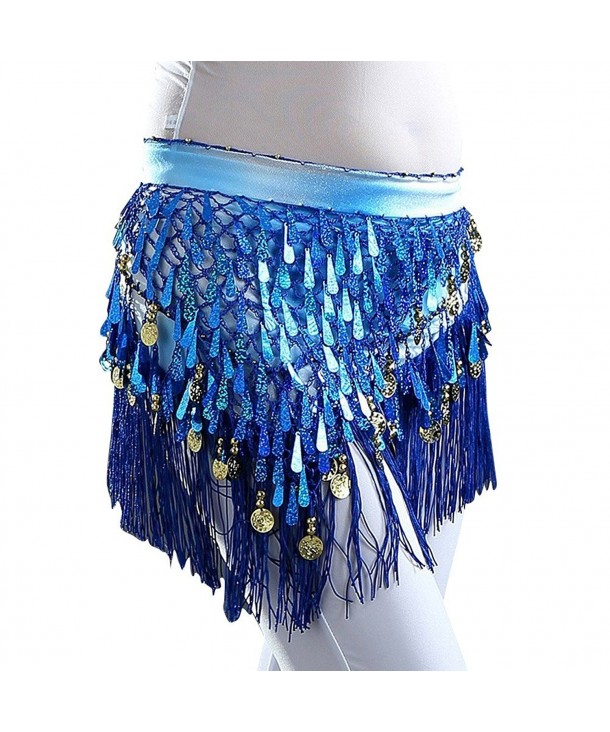 TiaoBug Belly Dancing Belt Waist Chain Belly Dance Hip Wrap Scarf - Dark Blue - CZ12O2HRKQO