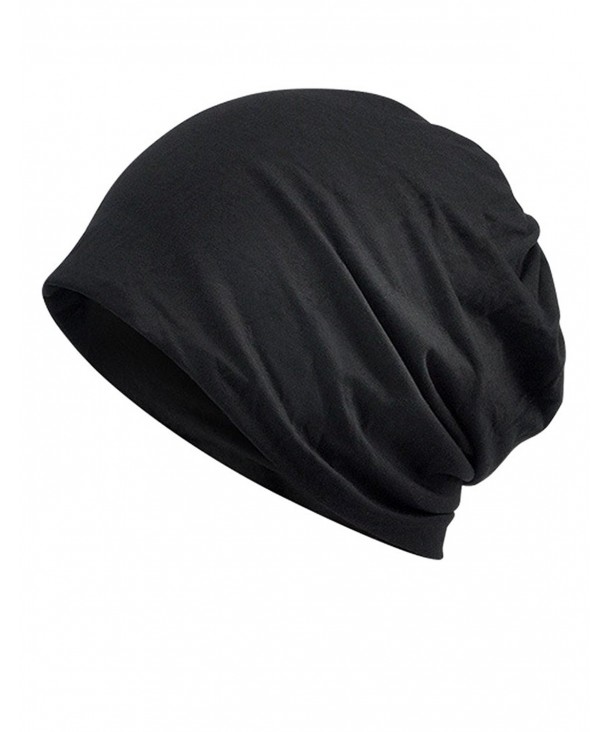 TFB.Love Unisex Soft Comfy Cotton Beanie Sleep and Chemo Cap Hats for Hairloss - Black - CI183D4SDRR