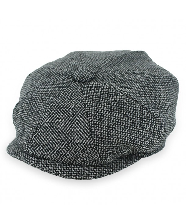 Hats in the Belfry Belfry Kolby - Herringbone newsboy Cap - Black Tweed - CE187CTK8N0
