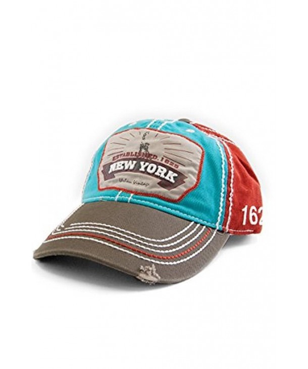 New York 1625 Vintage Baseball Cap (25 Styles Available) - Red/Turq/Grey - CV129HS1BDH