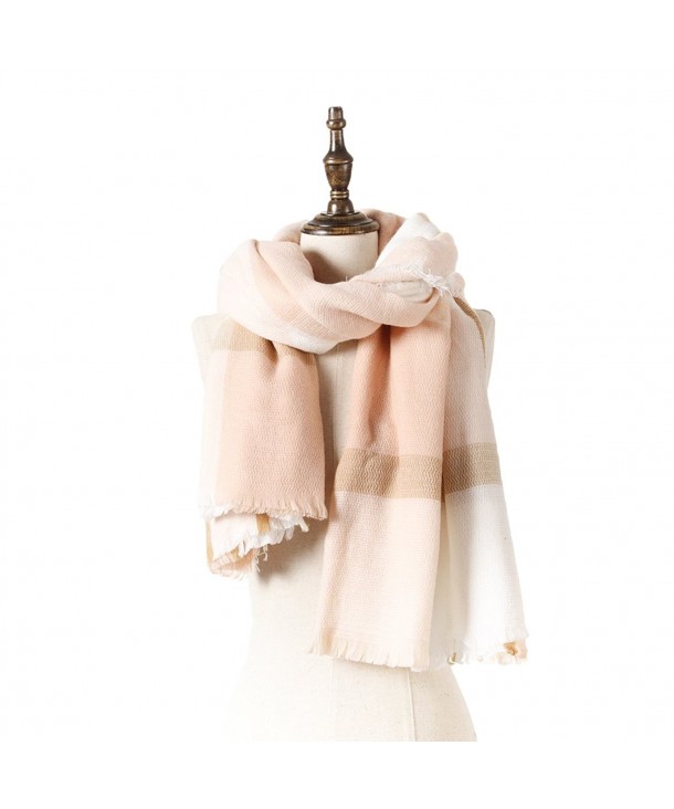 Natural Feelings Fashionable Cozy Soft Big Grid Winter Scarf Wrap Shawl for Women - Off-White - CP12KJ98UCN