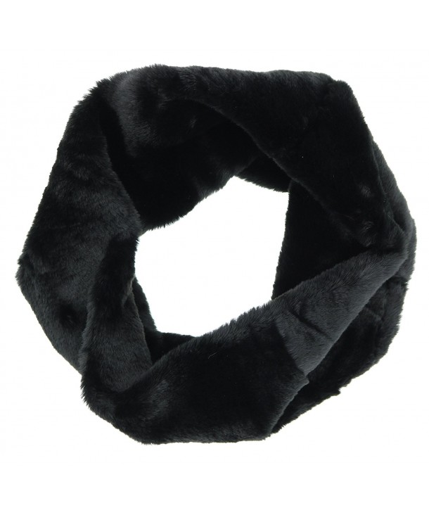 Elegant Essence Fluffy Faux Fur Tube Neck Warmer Scarf - Black - CG187IYLDTG