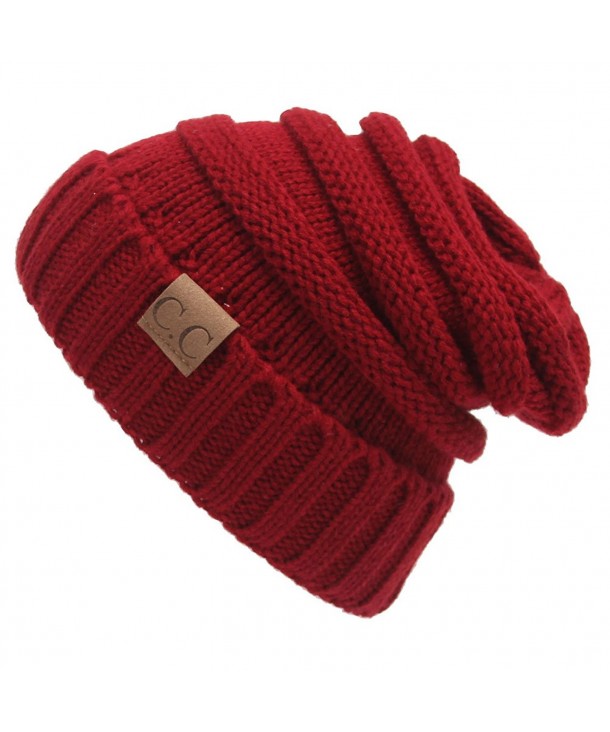 AIJIAO Winter Hats Women Cap Crochet Knit Thermal Slouchy Beanie Hat - Burgundy - CE12NDVS18A