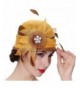 June's Young Women Hat Summer Bucket Hat Sinamay Simple Feather Brimless - Orange/Brown - CB12FZIIMK3