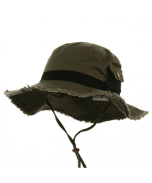 Washed Frayed Bucket Hats-Olive Black W11S39D - CV111GHYZAX