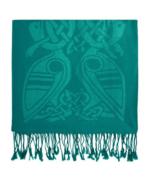 Pashmina Scarf Book of Kells Design 68" x 16" from Ireland - Teal - CD11HD28R37