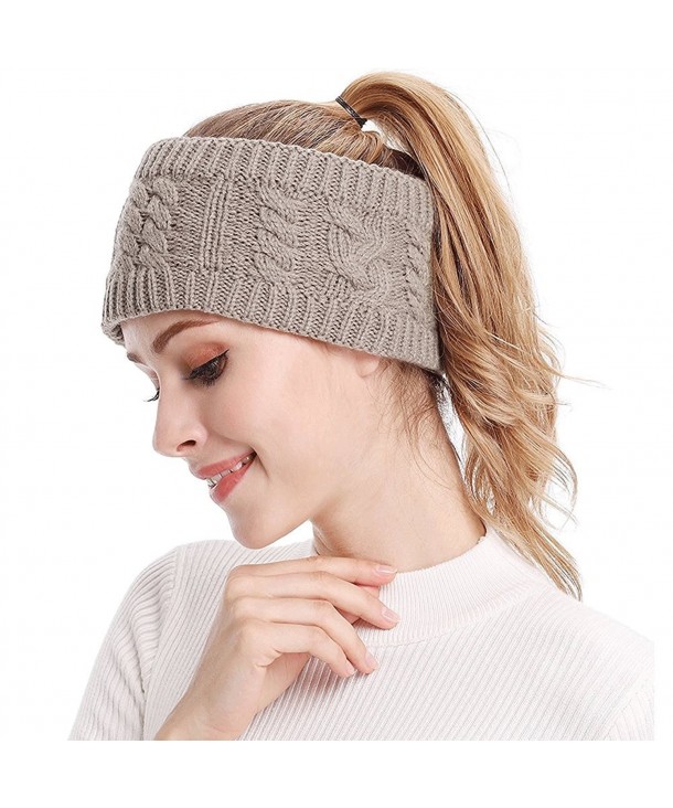 Women Winter Knit Headband Crochet Head Wrap Knitted Hairband Ear Warmer Hat for Girls - Khaki - CJ189ZUHQYZ