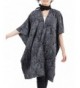 Platonic Love Wool Shawl Wrap- Ruana- Long Scarf- Open Front Cardigan- Cover Up For Women - Dark Grey Jacquard - CI18660URUN