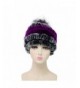 MEEFUR Womens Bobble Hat Beanies With Silver Fox Fur Ball Winter Rex Rabbit Fur Hats - Purple Grey - CI1882OW88A