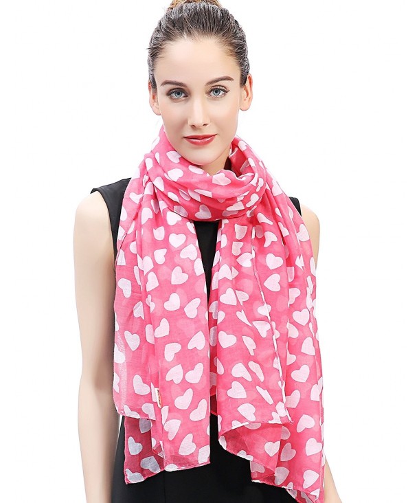 Lina & Lily Loving Hearts Print Large Scarf Valentine's Day Gift - Pink and White - CD11X1AA2DB
