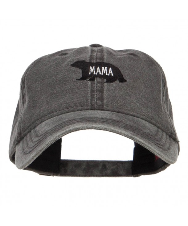 E4hats Mama Bear Embroidered Washed Cap - Black - CA17YYQWI6T