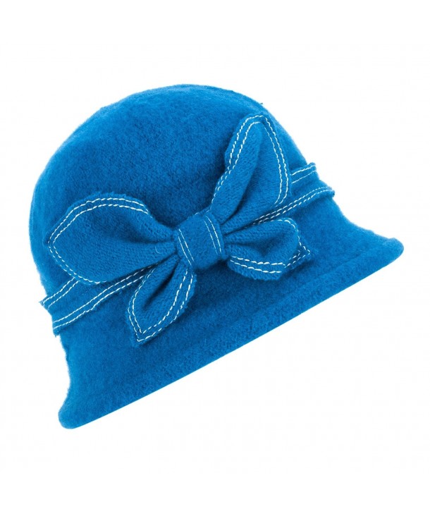 Lawliet 1920s Gatsby Womens Wool Warm Beanie Bow Hat Cap Crushable A286 - Teal - C71262CVPPF