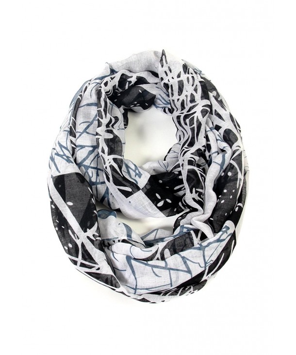 Scarfand Spring Sheer Silhouette Lightweight Infinity Scarf - Wintry Black - C512088VVWB