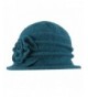 Chen Women's Elegent Floral Trimmed Wool Blend Cloche Winter Hat Party Hearwear - Blue - CX12O2QW4P6