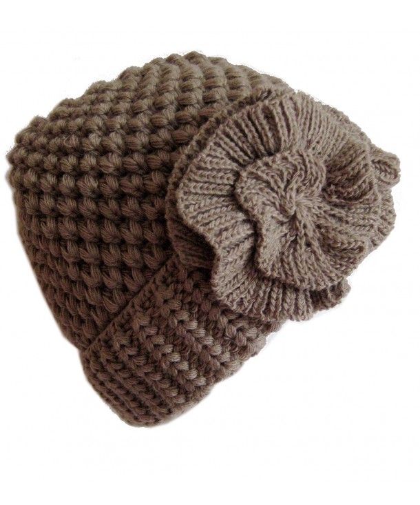 Winter Hat for Women Girl Teen's Winter Thick Knit Beanie Ski Hat Frost Hats M-10A - Light Brown - CV11Q7V0WFV
