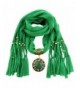 DDLBiz Women Pendant Scarf With Tassel Rhinestone Jewelry Scarves - Green - CP12N867XSF