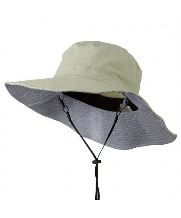 Big Size Talson UV Bucket Hat with Adjustable Chin Cord (For Big Head) - Khaki - CK127O0OKXN