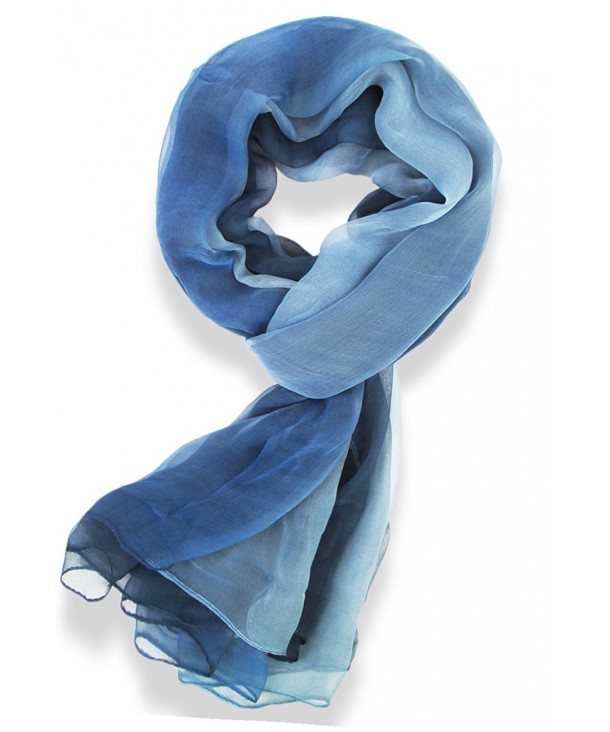 V28 Womens Multi Radient Colors 100% Pure Silk Scarf - Blue - CE11XECNNA1