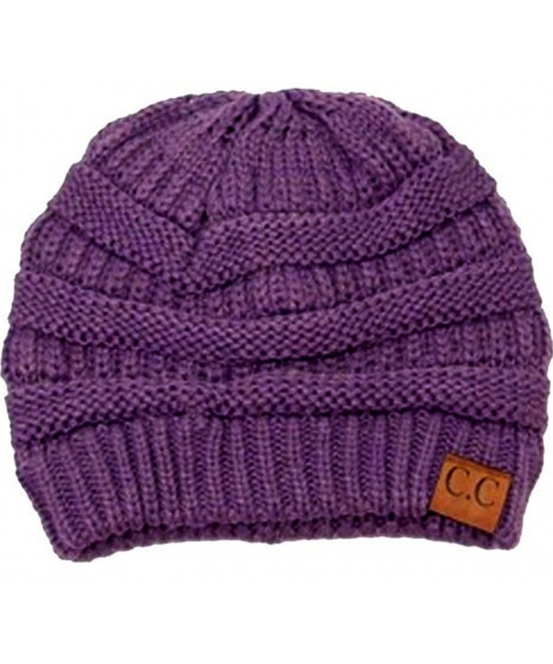 Cambridge Select Women's Black Thick Slouchy Knit Oversized Beanie Cap Hat One Size Purple - CV11QII74R7