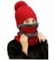 FeelMeStyle Women's Winter Knit Hat Crochet Ski Cap Pom Pom Ears Cold-proof Hat - 002-red - C9187CHKDHQ