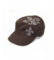 Fleur De Lis Rhinestone Flattop Vintage Brown Visor Hat - CE113IWLKTT