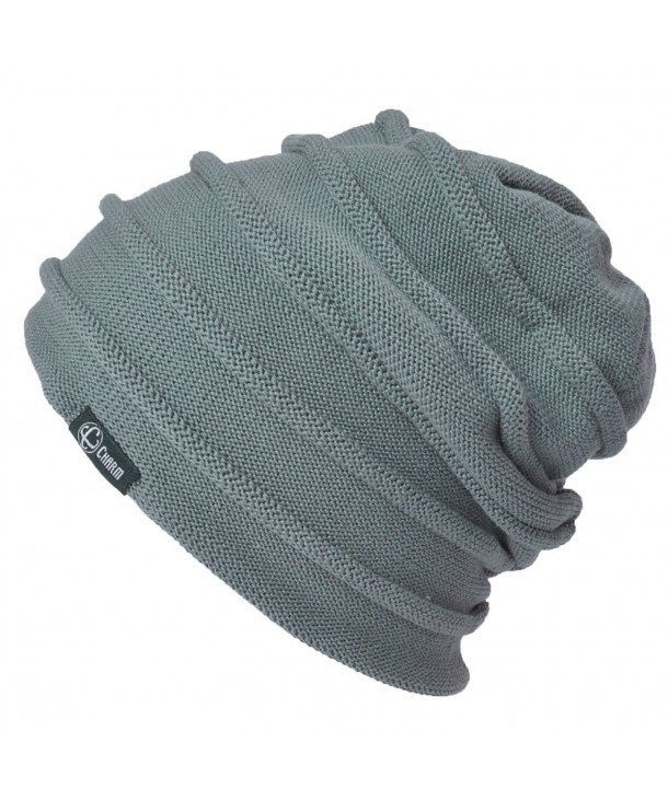 Casualbox Charm Mens Womens Border Roll Reversible Black Beanie Knit Hat - Gray & Black - CA126YF36O3