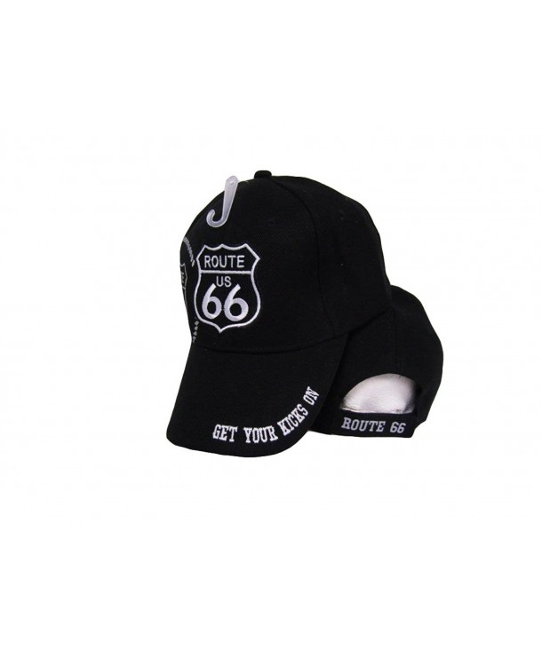 Get Your Kicks On US Route 66 Black Shadow Embroidered Baseball Cap Hat - CW18394T250
