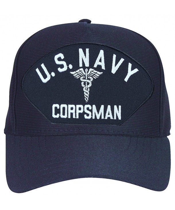 U.S. Navy Corpsman with Caduceus Baseball Cap. Navy Blue. Made in USA - CA12O9RHYDC