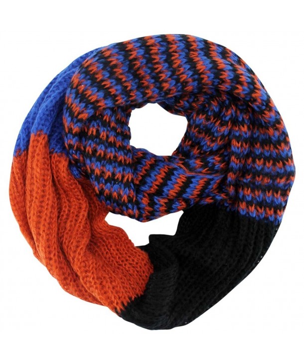 Colorful Pattern Winter Knit Unisex Infinity Scarf - Orange - CG11G4LOK3J