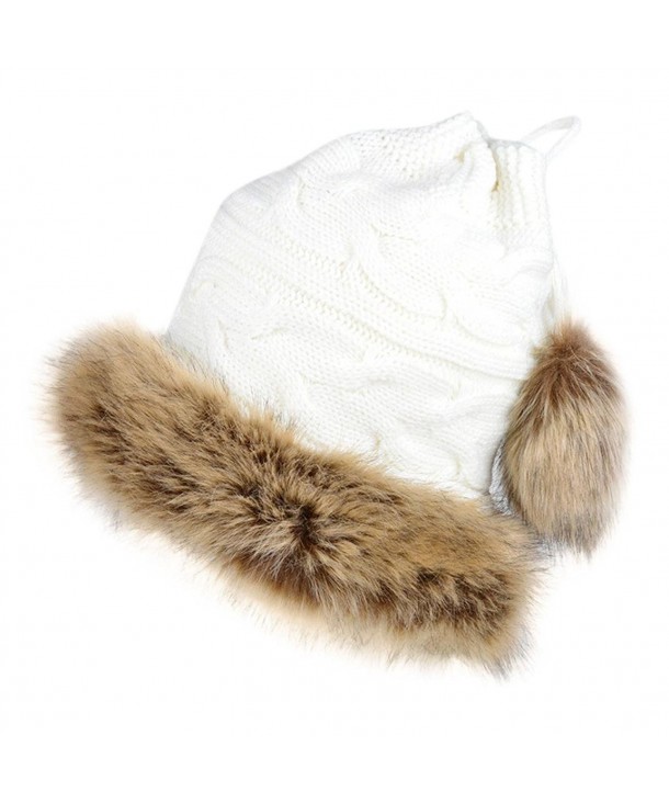 AutumnFall Women's Winter Faux Fur Trimmed Winter Fashion Hat - White - C212N3D3S3A