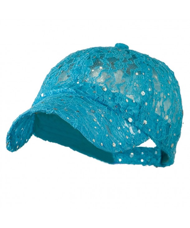 Lace Sequin Glitter Cap - Turquoise W41S52F - C3110A3TTFF