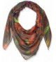 D&Y Women's Feather Print Square Scarf - Gray - C612NRS1XPP