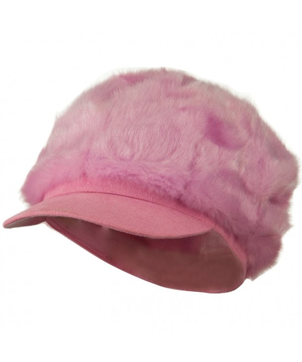 Silky Faux Fur Newsboy Hat - Pink W15S55F - CF11C0N85IL
