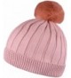 WDSKY Chunky Beanie With Pom Fleece Lined Winter Skull Hat Knit Beanies Solid Color - Light Pink - CF188NLQM70
